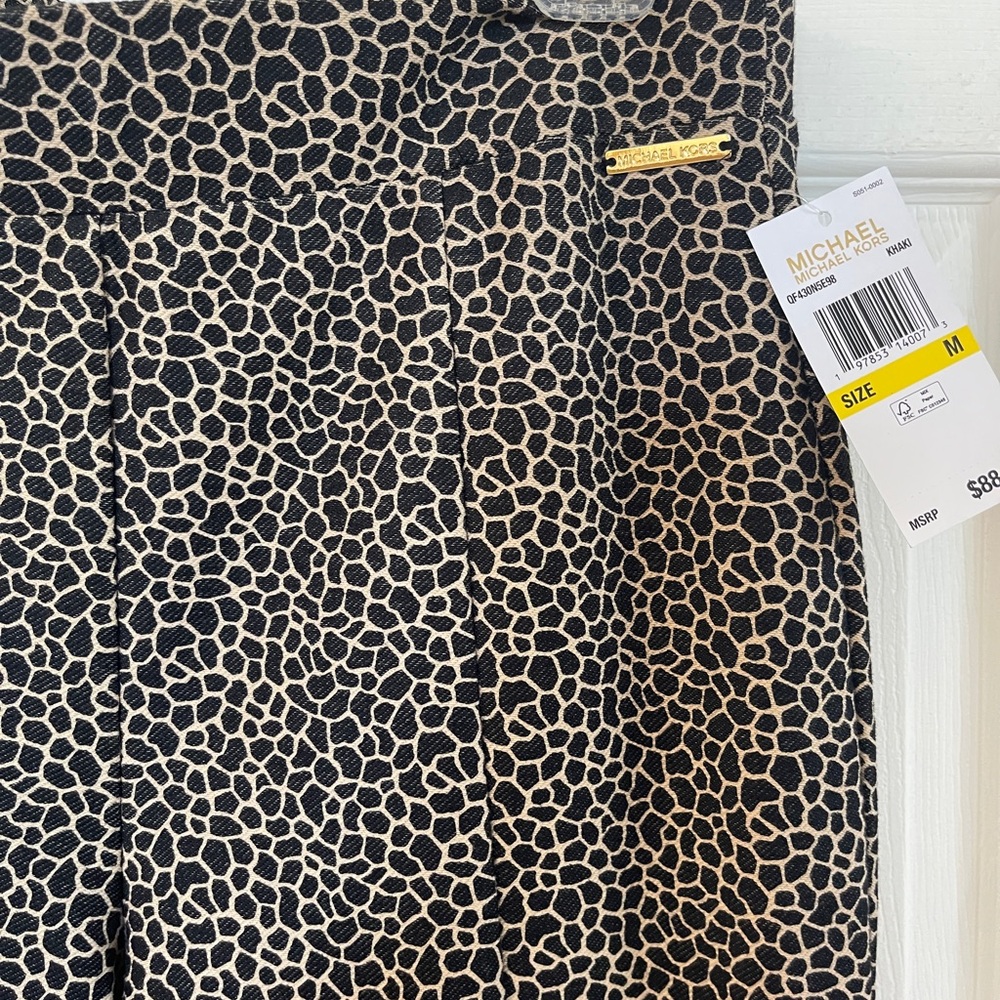 Michael Kors Black and Cream Trousers with Distinctive Print